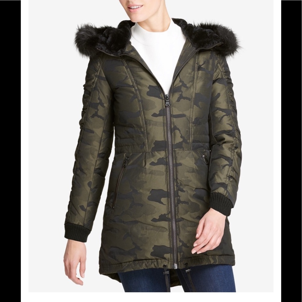 Faux fur Camo parka puffer jacket